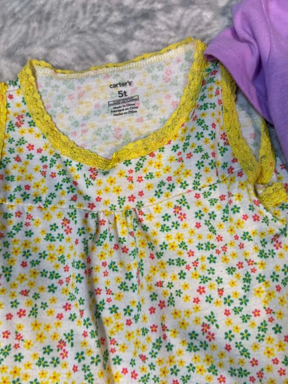 Floral Yellow Trim Girls' Pajama Set - Carters